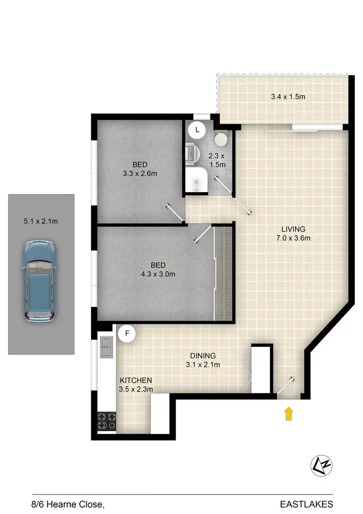 Floorplan of Homely apartment listing, 8/6 Hearne Close, Eastlakes NSW 2018