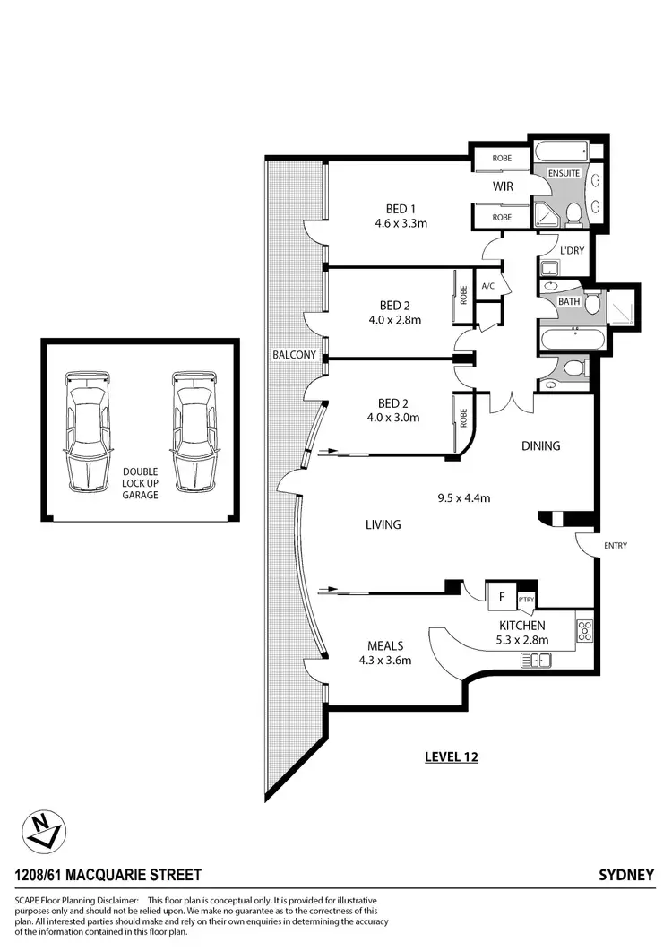 Floorplan of Homely apartment listing, 1208/61 Macquarie Street, Sydney NSW 2000