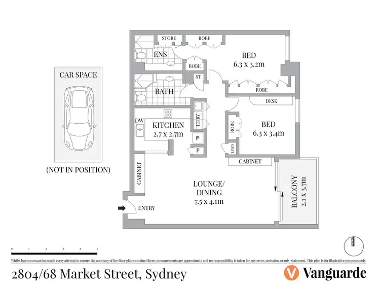 Floorplan of Homely apartment listing, 2804/68 Market Street, Sydney NSW 2000