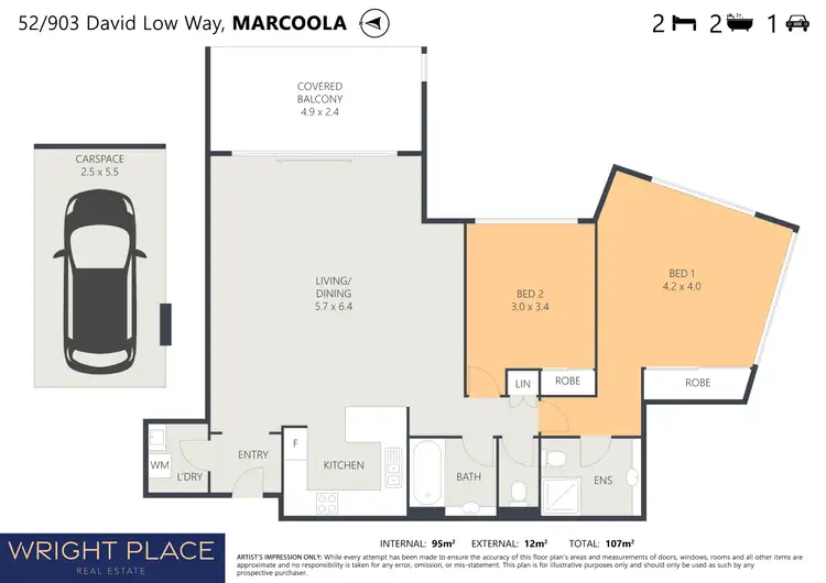 Floorplan of Homely unit listing, 52/903 David Low Way, Marcoola QLD 4564
