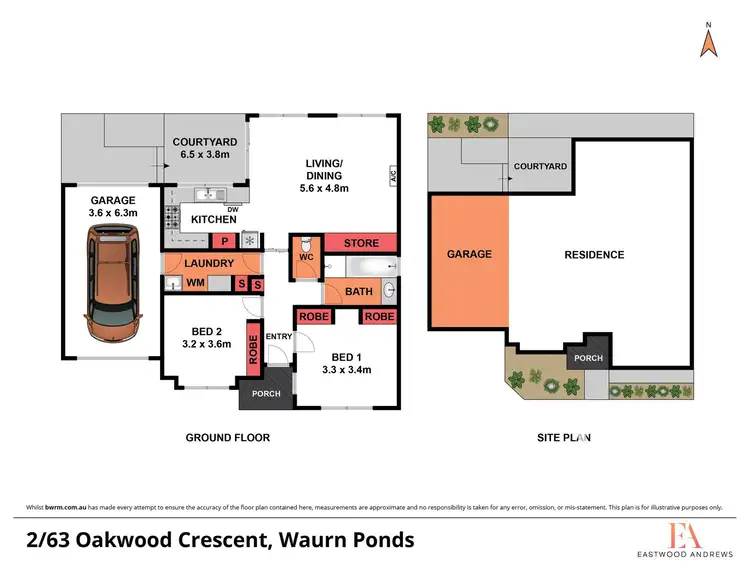 Floorplan of Homely unit listing, 2/63 Oakwood Crescent, Waurn Ponds VIC 3216
