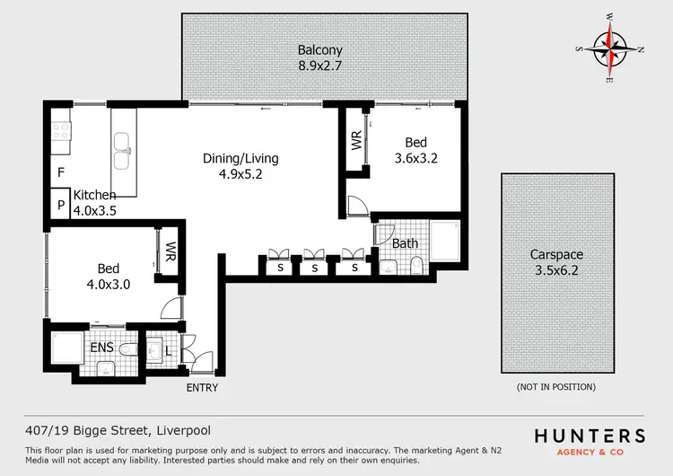 Floorplan of Homely unit listing, A407/19-25 Bigge Street, Liverpool NSW 2170