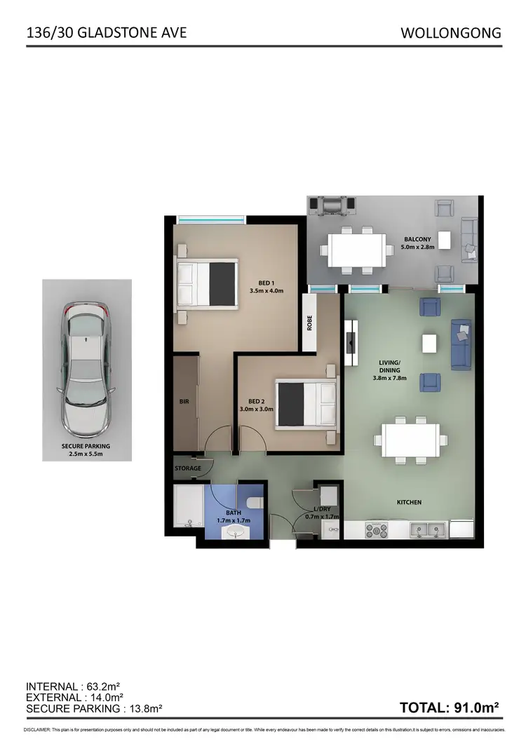 Floorplan of Homely unit listing, 136/22-32 Gladstone Avenue, Wollongong NSW 2500