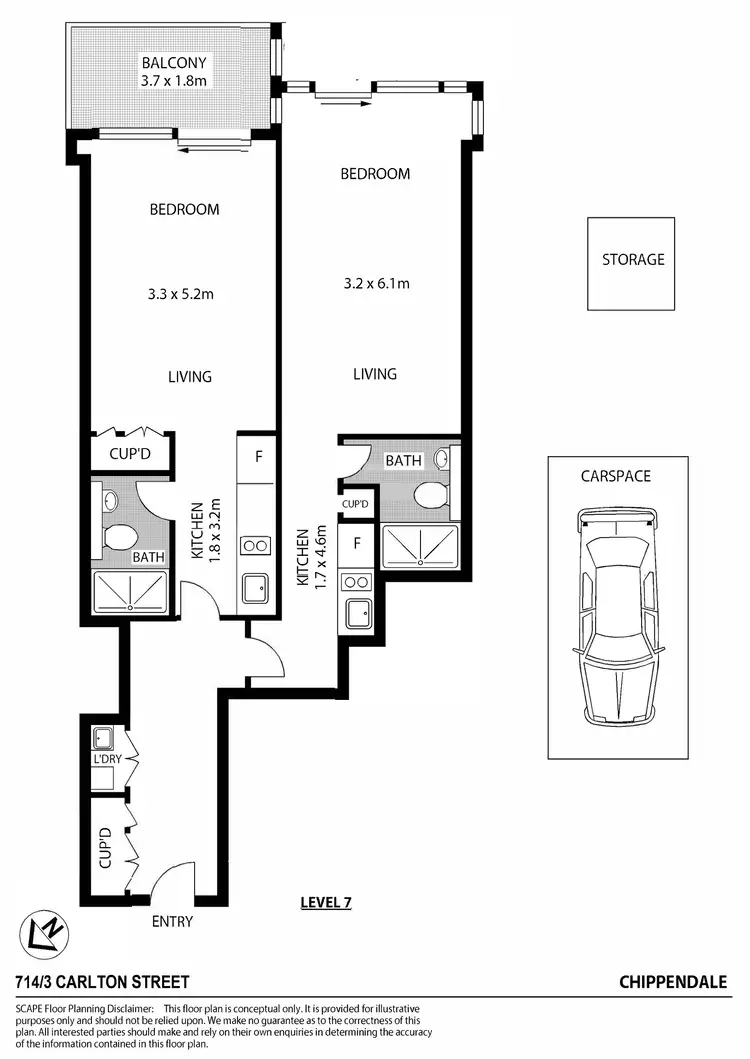Floorplan of Homely apartment listing, E714/3 Carlton Street, Chippendale NSW 2008