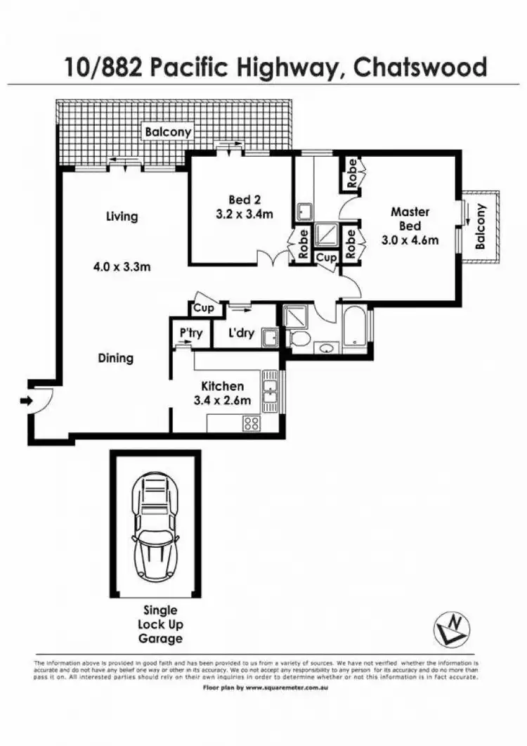 Floorplan of Homely unit listing, 10/882 Pacific Highway, Chatswood NSW 2067