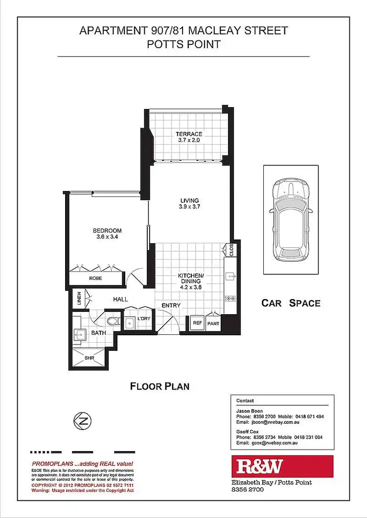 Floorplan of Homely unit listing, 907/81 Macleay Street, Potts Point NSW 2011