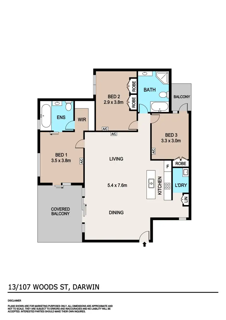 Floorplan of Homely unit listing, 13/107 Woods Street, Darwin City NT 800