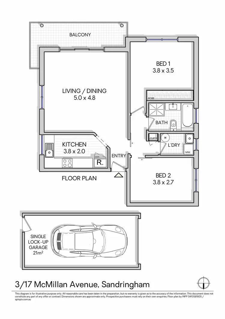Floorplan of Homely apartment listing, 3/17 McMillan Avenue, Sandringham NSW 2219