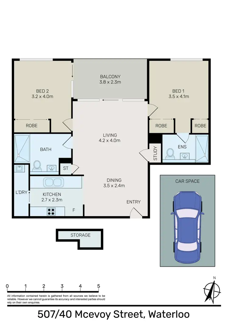 Floorplan of Homely unit listing, 507/40 McEvoy Street, Waterloo NSW 2017