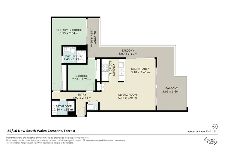 Floorplan of Homely apartment listing, 25/14-16 New South Wales Crescent, Forrest ACT 2603