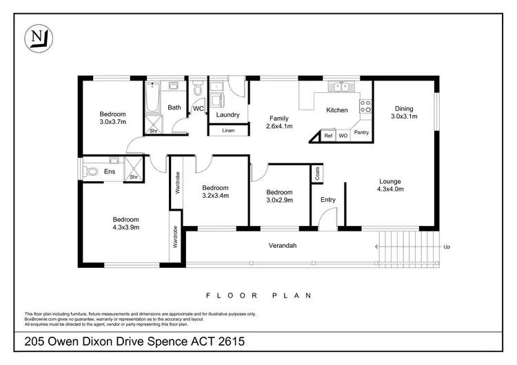 Floorplan of Homely house listing, 205 Owen Dixon Drive, Spence ACT 2615
