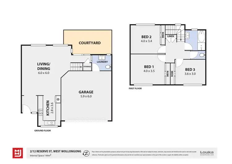 Floorplan of Homely townhouse listing, 2/12 Reserve Street, West Wollongong NSW 2500