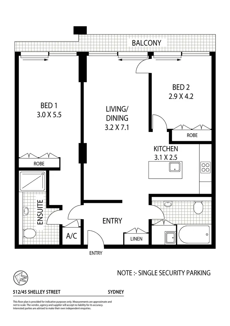 Floorplan of Homely apartment listing, 512/45 Shelley Street, Sydney NSW 2000