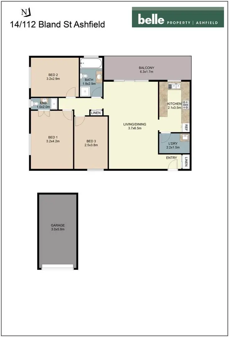 Floorplan of Homely apartment listing, 14/112 Bland Street, Ashfield NSW 2131