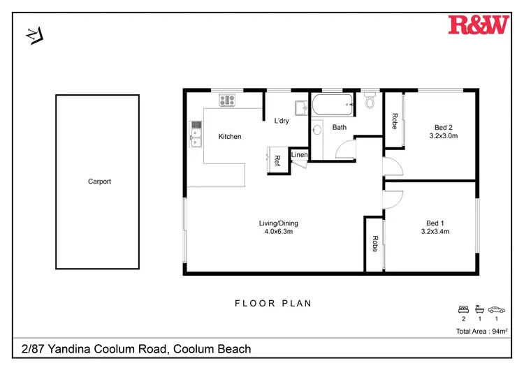 Floorplan of Homely unit listing, 2/87 Yandina Coolum Road, Coolum Beach QLD 4573