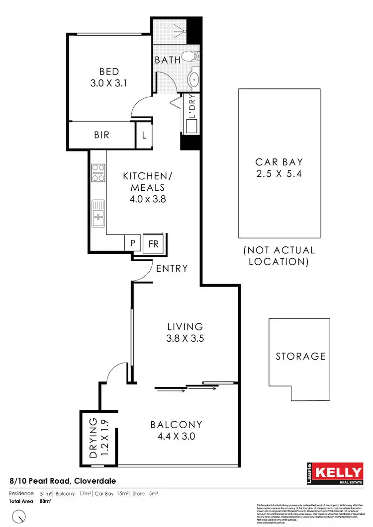 Floorplan of Homely apartment listing, 8/10 Pearl Road, Cloverdale WA 6105