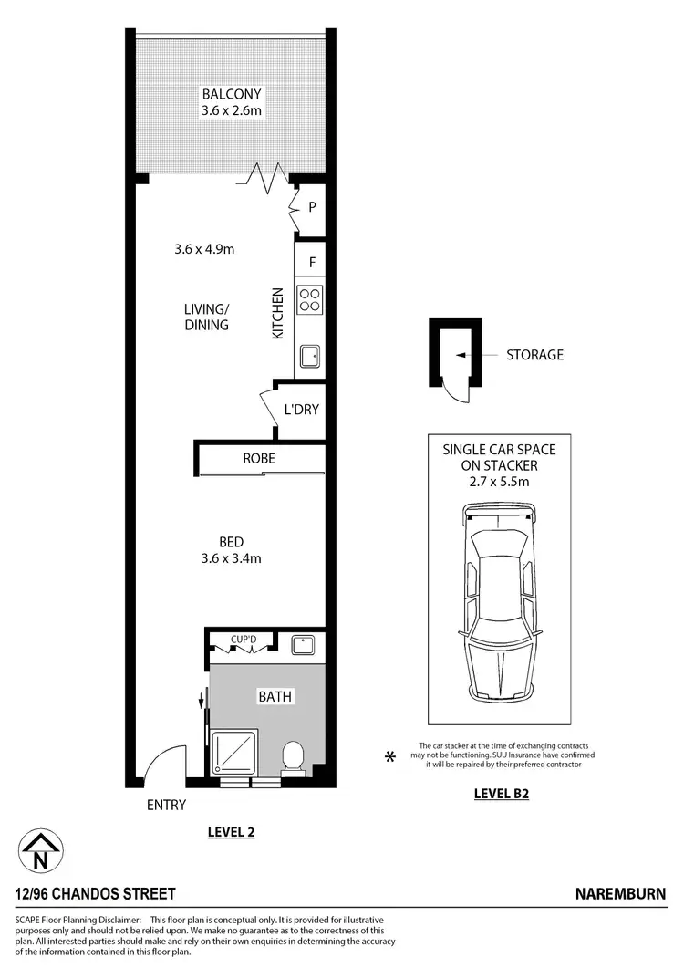 Floorplan of Homely studio listing, 12/96 Chandos Street, Naremburn NSW 2065