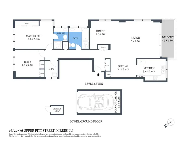 Floorplan of Homely apartment listing, 16/74-76 Upper Pitt Street, Kirribilli NSW 2061