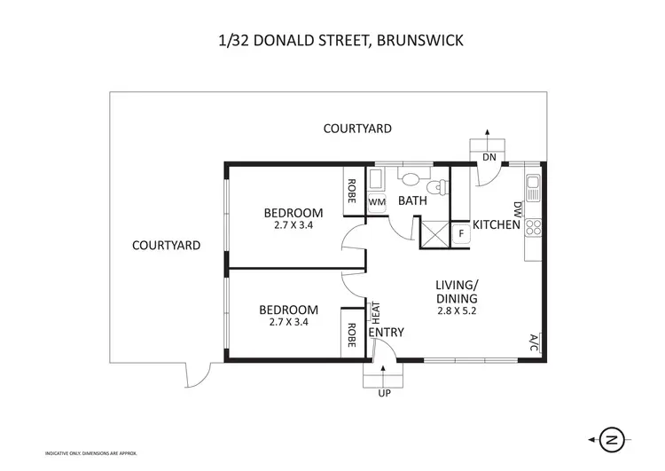 Floorplan of Homely villa listing, 1/32 Donald Street, Brunswick VIC 3056