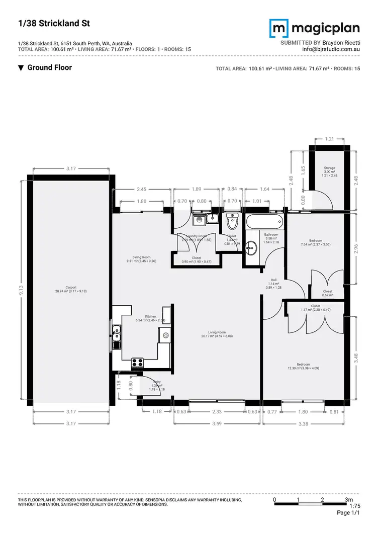 Floorplan of Homely villa listing, 1/38 Strickland Street, South Perth WA 6151