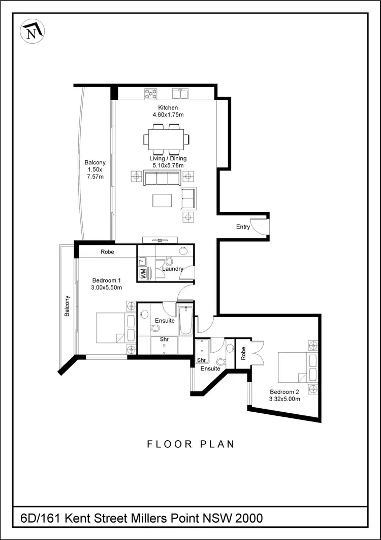 Floorplan of Homely apartment listing, 6D/161 Kent Street, Millers Point NSW 2000
