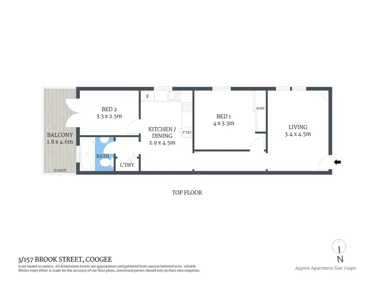 Floorplan of Homely apartment listing, 3/157 Brook Street, Coogee NSW 2034