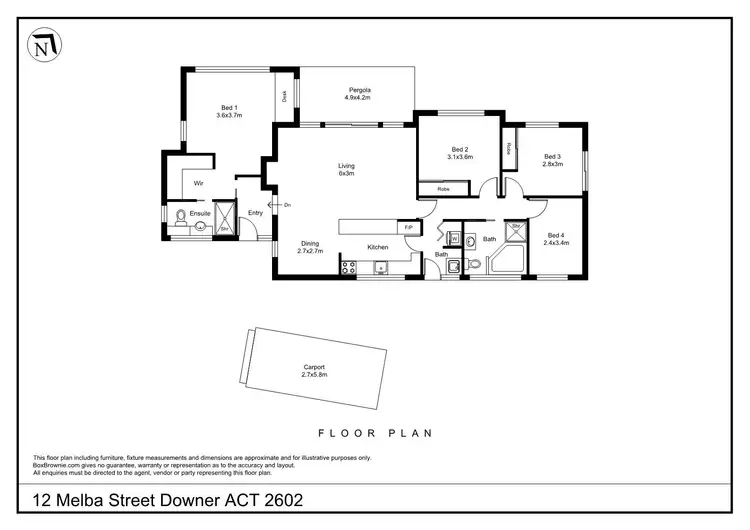 Floorplan of Homely house listing, 12 Melba Street, Downer ACT 2602