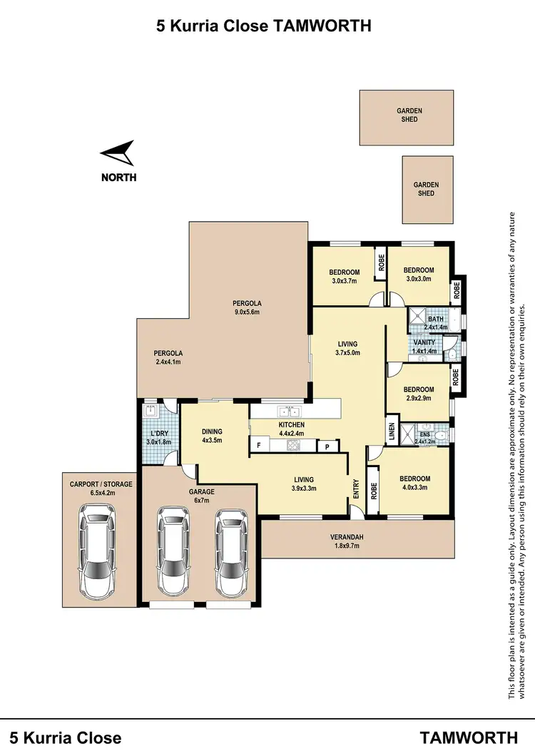 Floorplan of Homely house listing, 5 Kurria Close, Tamworth NSW 2340