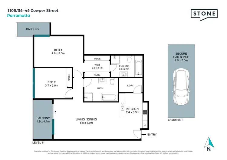 Floorplan of Homely apartment listing, 1105/36-46 Cowper Street, Parramatta NSW 2150