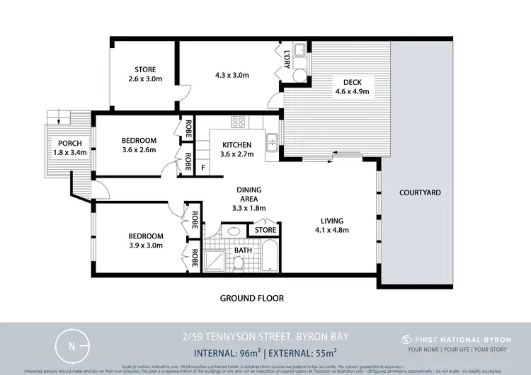 Floorplan of Homely unit listing, 2/59 Tennyson Street, Byron Bay NSW 2481