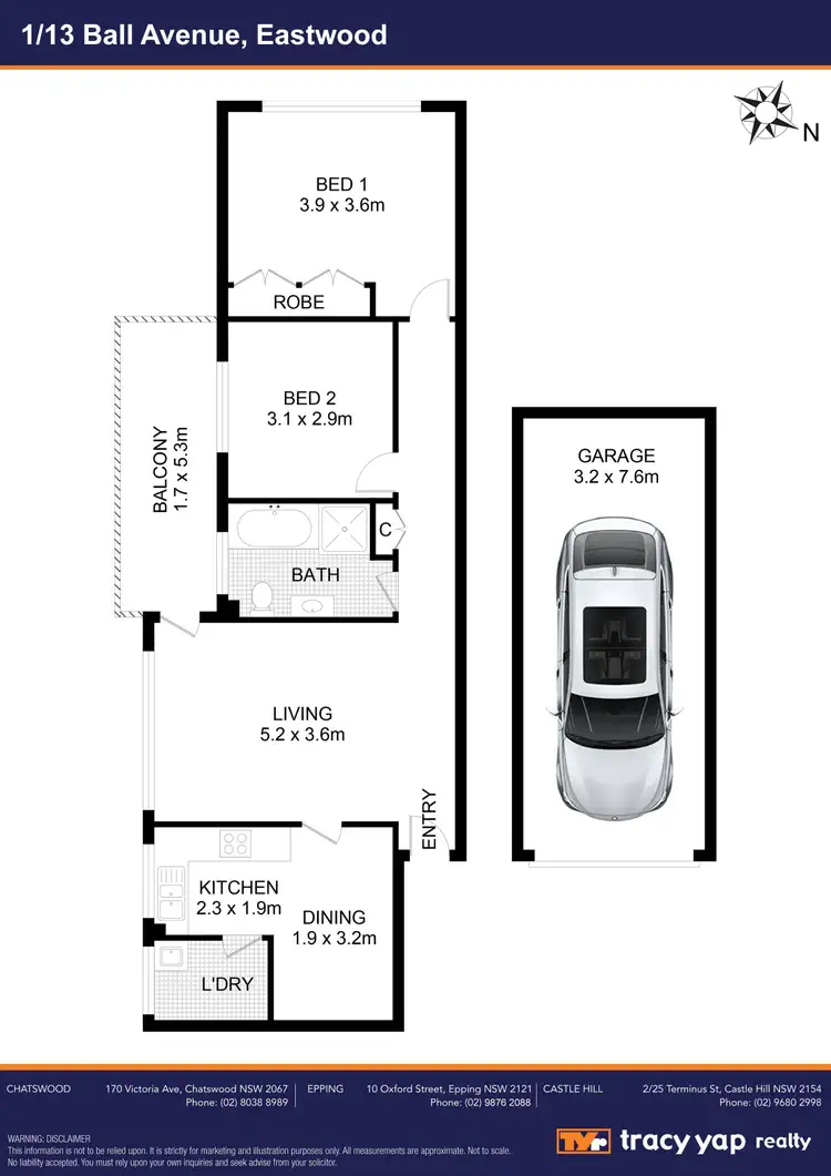 Floorplan of Homely unit listing, 1/13 Ball Avenue, Eastwood NSW 2122