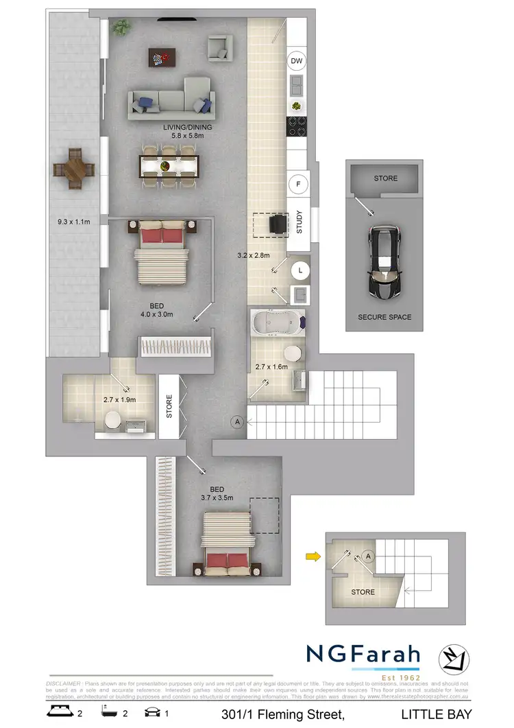 Floorplan of Homely apartment listing, 301/1 Fleming Street, Little Bay NSW 2036