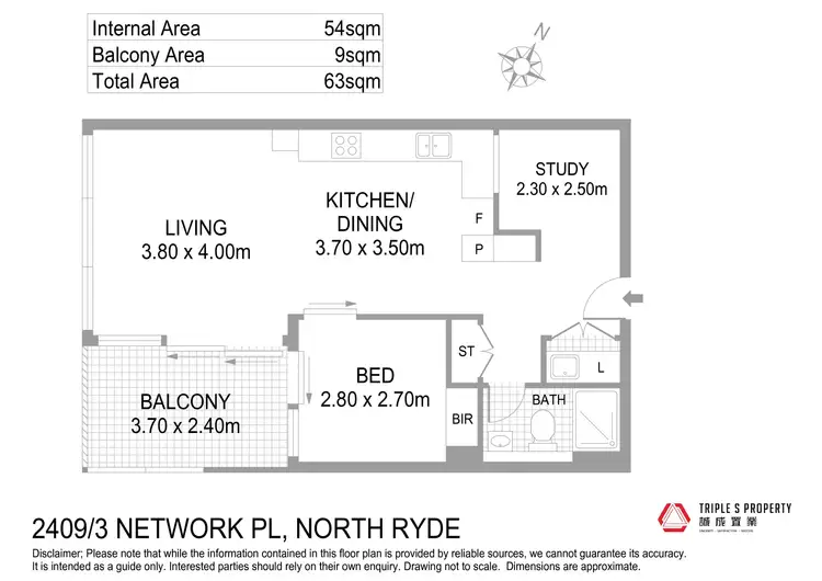 Floorplan of Homely apartment listing, Level 24/2409/3 Network Place, North Ryde NSW 2113