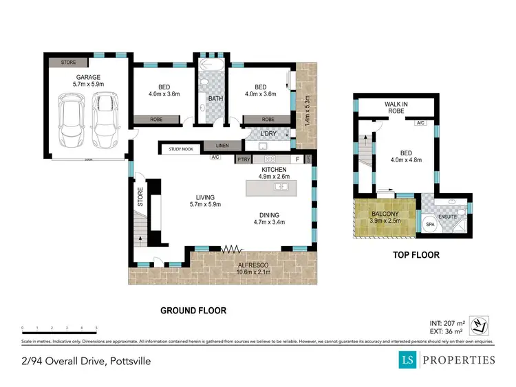 Floorplan of Homely semi-detached listing, 2/94 Overall Drive, Pottsville NSW 2489