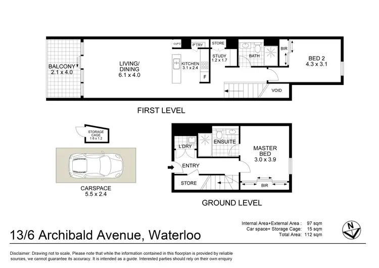 Floorplan of Homely apartment listing, 13/6 Archibald Avenue, Waterloo NSW 2017