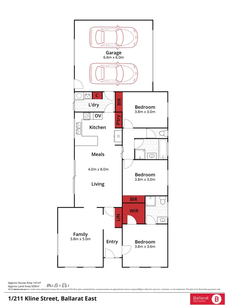 Floorplan of Homely unit listing, 1/211 Kline Street, Ballarat East VIC 3350