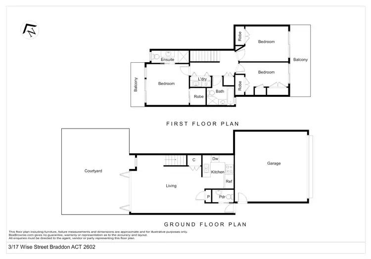 Floorplan of Homely townhouse listing, 3/17 Wise Street, Braddon ACT 2612
