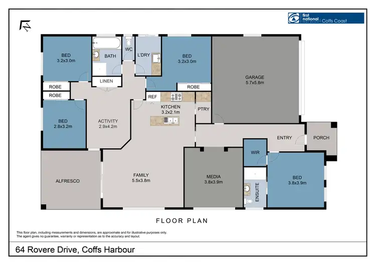Floorplan of Homely house listing, 64 Rovere Drive, Coffs Harbour NSW 2450