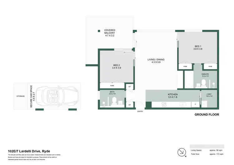 Floorplan of Homely apartment listing, 102e/7 Lardelli Drive, Ryde NSW 2112