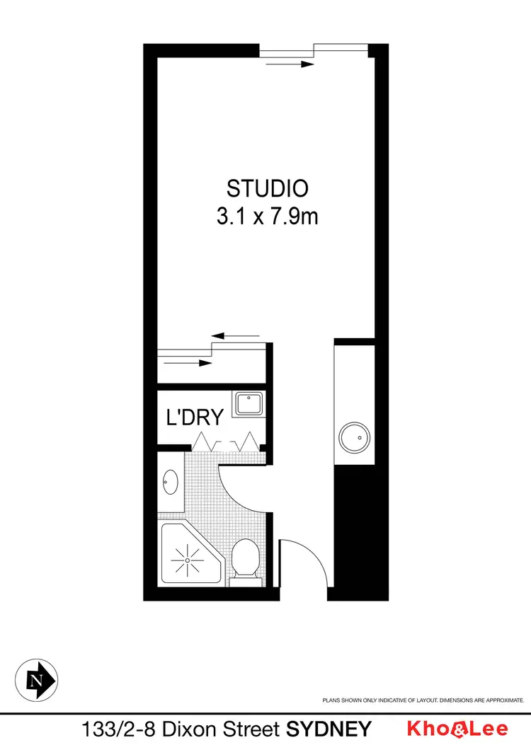 Floorplan of Homely studio listing, 133/2-8 Dixon Street, Sydney NSW 2000