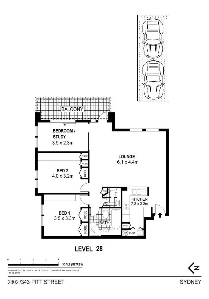 Floorplan of Homely apartment listing, 2802/343-357 Pitt Street, Sydney NSW 2000