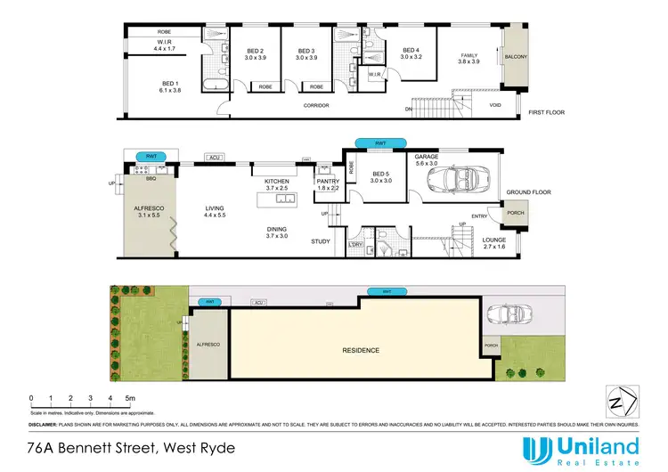Floorplan of Homely semi-detached listing, 76A Bennett Street, West Ryde NSW 2114
