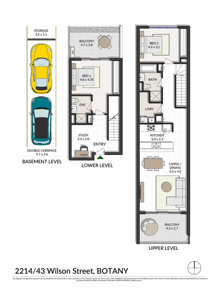 Floorplan of Homely apartment listing, 2214/43 Wilson Street, Botany NSW 2019