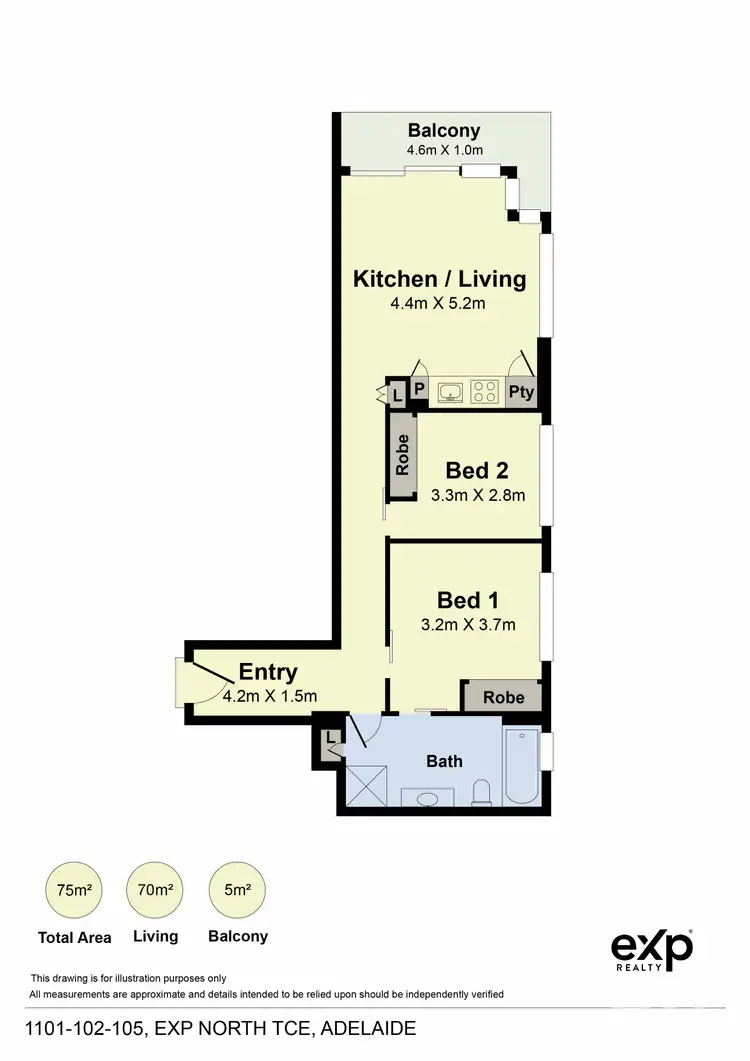 Floorplan of Homely apartment listing, 1011/102-105 North Terrace, Adelaide SA 5000