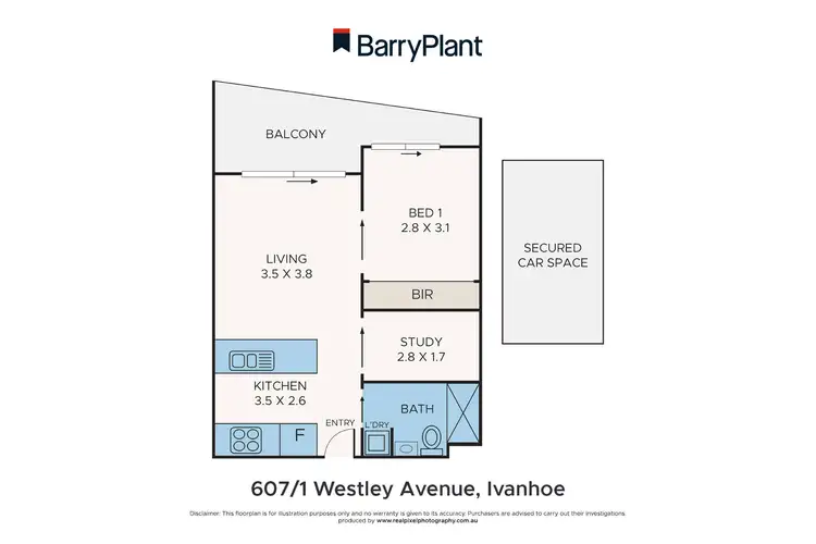 Floorplan of Homely apartment listing, 607/1 Westley Avenue, Ivanhoe VIC 3079