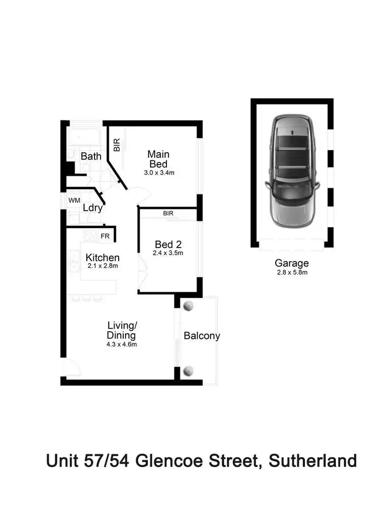 Floorplan of Homely apartment listing, 57/54 Glencoe Street, Sutherland NSW 2232
