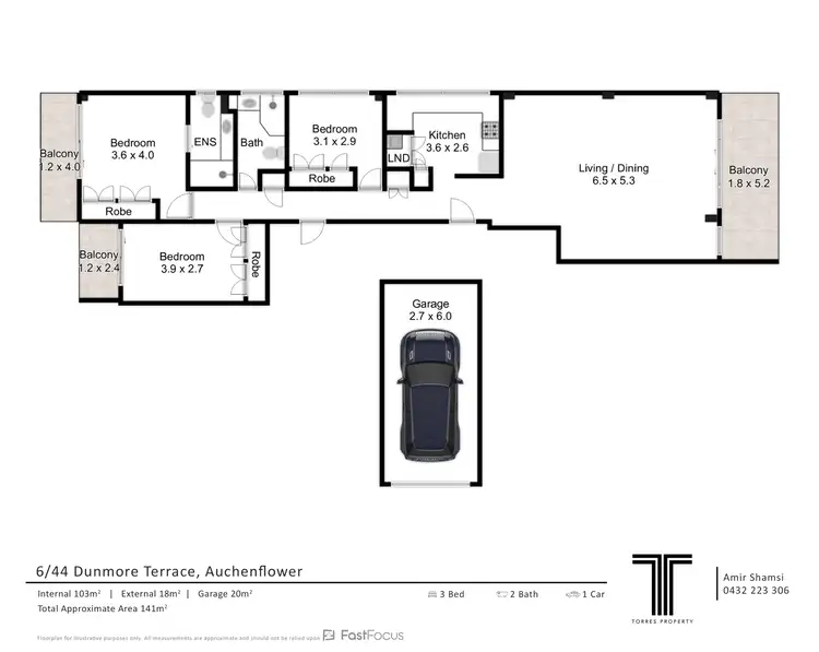 Floorplan of Homely apartment listing, 6/44 Dunmore Terrace, Auchenflower QLD 4066