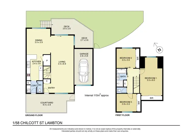 Floorplan of Homely townhouse listing, 1/58 Chilcott Street, Lambton NSW 2299