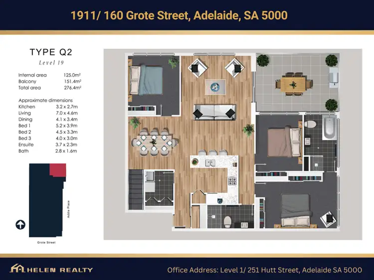 Floorplan of Homely apartment listing, 1911/152-160 Grote Street, Adelaide SA 5000