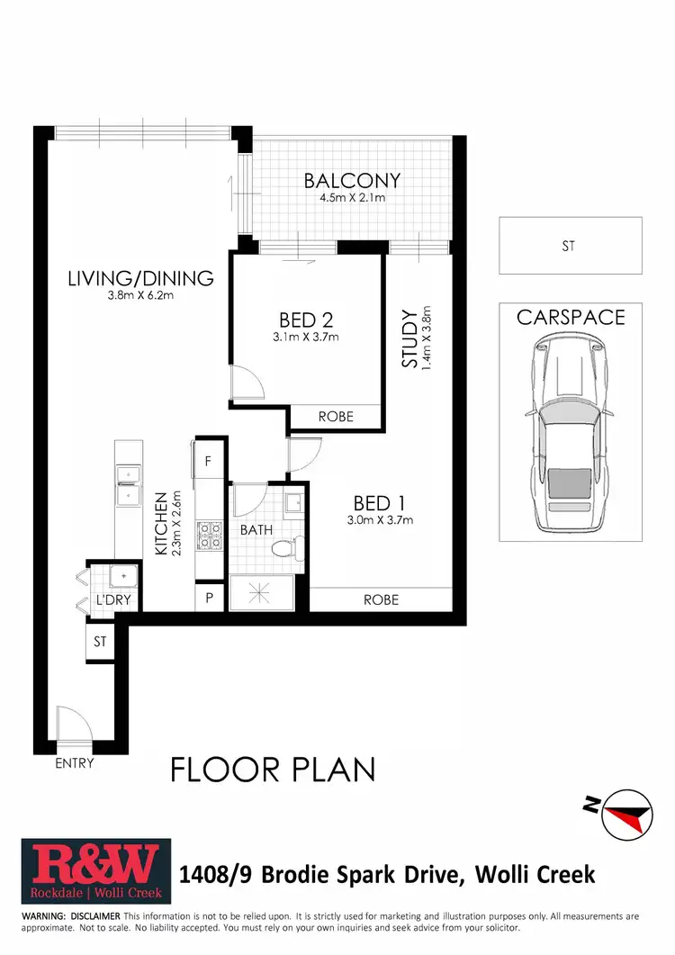 Floorplan of Homely apartment listing, 1408/9 Brodie Spark Drive, Wolli Creek NSW 2205